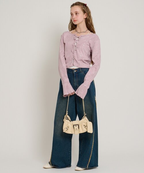 w closet(ダブルクローゼット)の「星リボンカーデ(Tシャツ/カットソー・レディース・ピンク/ブルー/オフホワイト/グレー/ブラック・FREE)」の8枚目の写真