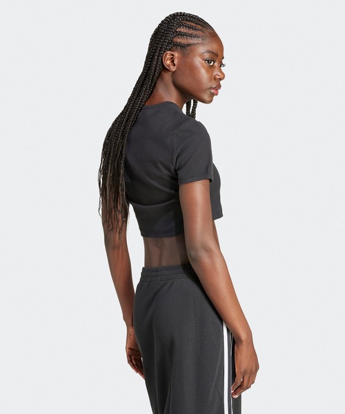 adidas(アディダス)の「adidas/アディダス ORI ESS RIB TEE クロップド丈 スリムフィット トレフォイルロゴ リブニットトップス 秋 秋服 2026年秋冬(Tシャツ/カットソー・レディース・ホワイト/ブラック・S/M/L/XS)」の7枚目の写真