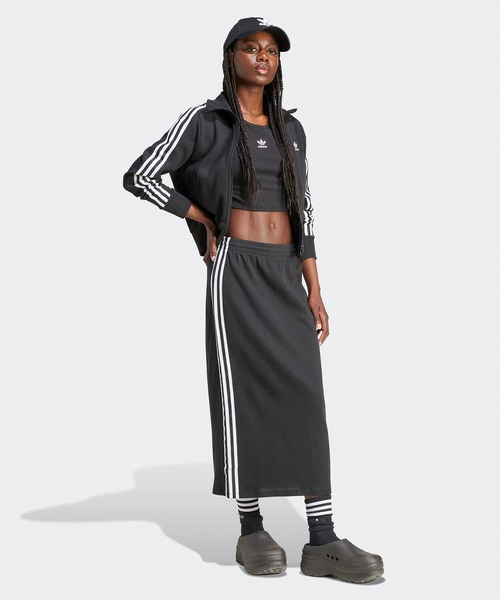 adidas(アディダス)の「adidas/アディダス ORI ESS RIB TEE クロップド丈 スリムフィット トレフォイルロゴ リブニットトップス 秋 秋服 2026年秋冬(Tシャツ/カットソー・レディース・ホワイト/ブラック・S/M/L/XS)」の8枚目の写真