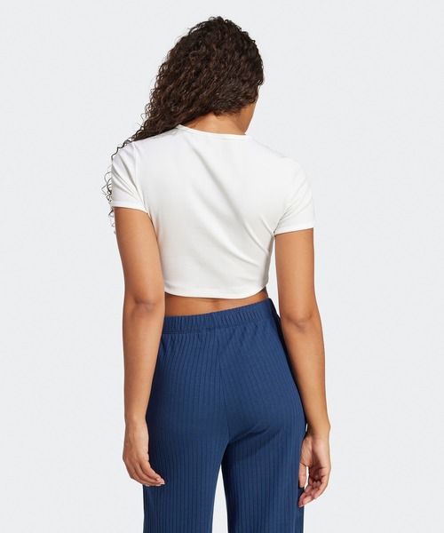 adidas(アディダス)の「adidas/アディダス ORI ESS RIB TEE クロップド丈 スリムフィット トレフォイルロゴ リブニットトップス 秋 秋服 2026年秋冬(Tシャツ/カットソー・レディース・ホワイト/ブラック・S/M/L/XS)」の11枚目の写真