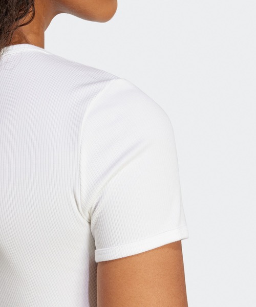 adidas(アディダス)の「adidas/アディダス ORI ESS RIB TEE クロップド丈 スリムフィット トレフォイルロゴ リブニットトップス 秋 秋服 2026年秋冬(Tシャツ/カットソー・レディース・ホワイト/ブラック・S/M/L/XS)」の13枚目の写真