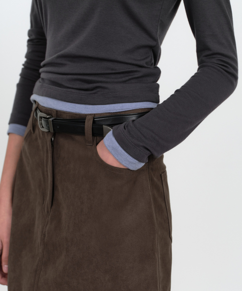 MUSINSA STANDARD WOMAN（ムシンサスタンダードウーマン）の「ウィメンズウールテンセルレイヤードスリム長袖Tシャツ[チャコールグレー]（Tシャツ/カットソー・レディース・その他・X-SMALL/SMALL/MEDIUM/LARGE）」の5枚目の写真