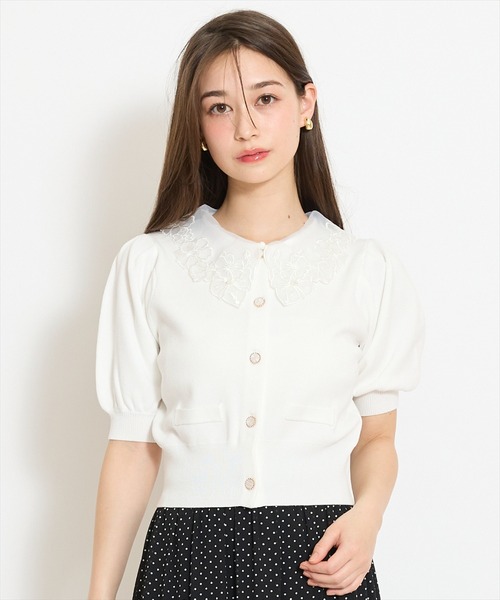 WILLSELECTION（ウィルセレクション）の「シアーレースカラーカーディガン（カーディガン/ボレロ・レディース・オフホワイト/イエロー/ネイビー/ラベンダー・FREE）」の2枚目の写真