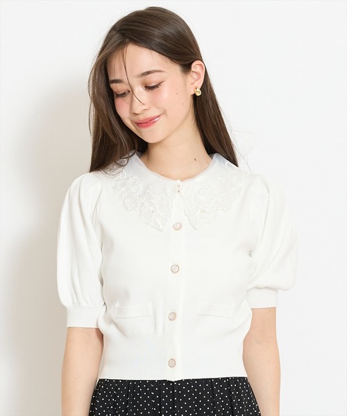 WILLSELECTION（ウィルセレクション）の「シアーレースカラーカーディガン（カーディガン/ボレロ・レディース・オフホワイト/イエロー/ネイビー/ラベンダー・FREE）」の5枚目の写真