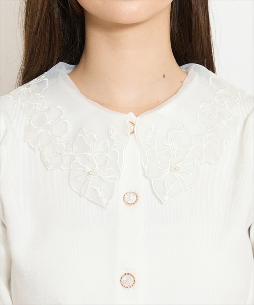 WILLSELECTION（ウィルセレクション）の「シアーレースカラーカーディガン（カーディガン/ボレロ・レディース・オフホワイト/イエロー/ネイビー/ラベンダー・FREE）」の8枚目の写真