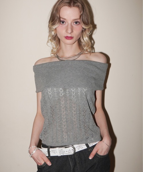IMARI(イマリ)の「【 IMARI / イマリ 】 レース オフショル カットソー #(Tシャツ/カットソー・レディース・ホワイト/ブラック/グレー/ピンク/ライトブルー・FREE)」の3枚目の写真