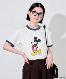 【MICKEY MOUSE】 リンガーTシャツ/ミッキーマウス/ミニーマウス