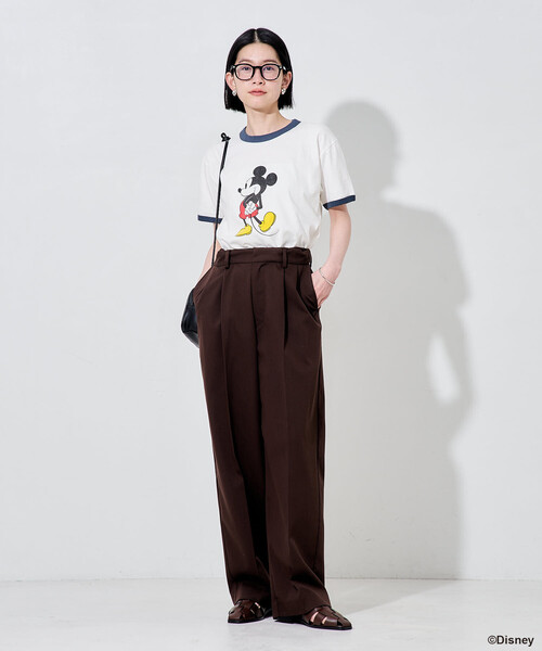 FREAK'S STORE（フリークスストア）の「【MICKEY MOUSE】 リンガーTシャツ/ミッキーマウス/ミニーマウス（Tシャツ/カットソー・レディース・ナチュラル/オフホワイト・ﾌﾘ-）」の10枚目の写真