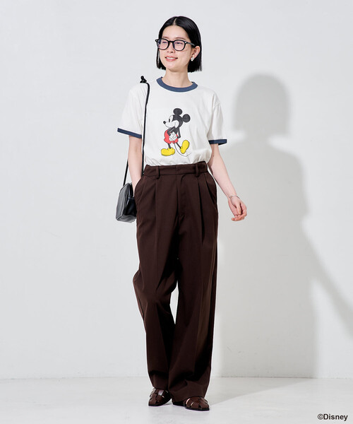 FREAK'S STORE（フリークスストア）の「【MICKEY MOUSE】 リンガーTシャツ/ミッキーマウス/ミニーマウス（Tシャツ/カットソー・レディース・ナチュラル/オフホワイト・ﾌﾘ-）」の9枚目の写真