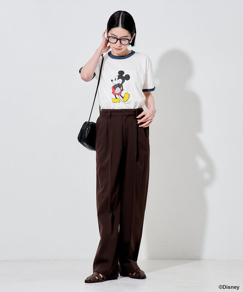 FREAK'S STORE（フリークスストア）の「【MICKEY MOUSE】 リンガーTシャツ/ミッキーマウス/ミニーマウス（Tシャツ/カットソー・レディース・ナチュラル/オフホワイト・ﾌﾘ-）」の8枚目の写真