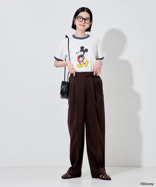 FREAK'S STORE（フリークスストア）の「【MICKEY MOUSE】 リンガーTシャツ/ミッキーマウス/ミニーマウス（Tシャツ/カットソー・レディース・ナチュラル/オフホワイト・ﾌﾘ-）」の7枚目の写真