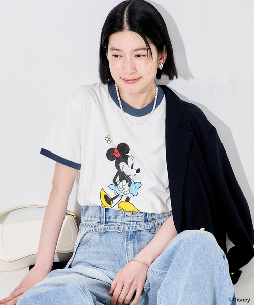 FREAK'S STORE（フリークスストア）の「【MICKEY MOUSE】 リンガーTシャツ/ミッキーマウス/ミニーマウス（Tシャツ/カットソー・レディース・ナチュラル/オフホワイト・ﾌﾘ-）」の22枚目の写真