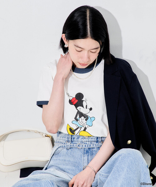 FREAK'S STORE（フリークスストア）の「【MICKEY MOUSE】 リンガーTシャツ/ミッキーマウス/ミニーマウス（Tシャツ/カットソー・レディース・ナチュラル/オフホワイト・ﾌﾘ-）」の21枚目の写真