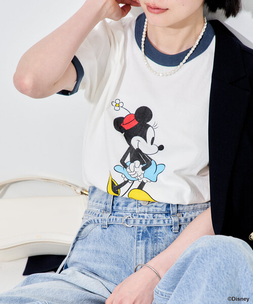 FREAK'S STORE（フリークスストア）の「【MICKEY MOUSE】 リンガーTシャツ/ミッキーマウス/ミニーマウス（Tシャツ/カットソー・レディース・ナチュラル/オフホワイト・ﾌﾘ-）」の20枚目の写真