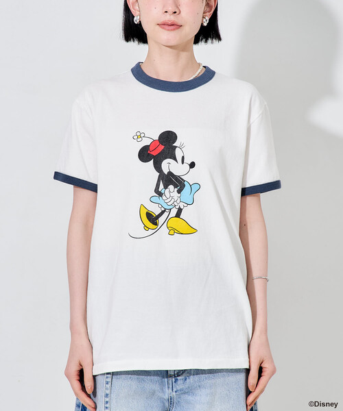 FREAK'S STORE（フリークスストア）の「【MICKEY MOUSE】 リンガーTシャツ/ミッキーマウス/ミニーマウス（Tシャツ/カットソー・レディース・ナチュラル/オフホワイト・ﾌﾘ-）」の19枚目の写真