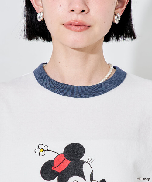 FREAK'S STORE（フリークスストア）の「【MICKEY MOUSE】 リンガーTシャツ/ミッキーマウス/ミニーマウス（Tシャツ/カットソー・レディース・ナチュラル/オフホワイト・ﾌﾘ-）」の16枚目の写真