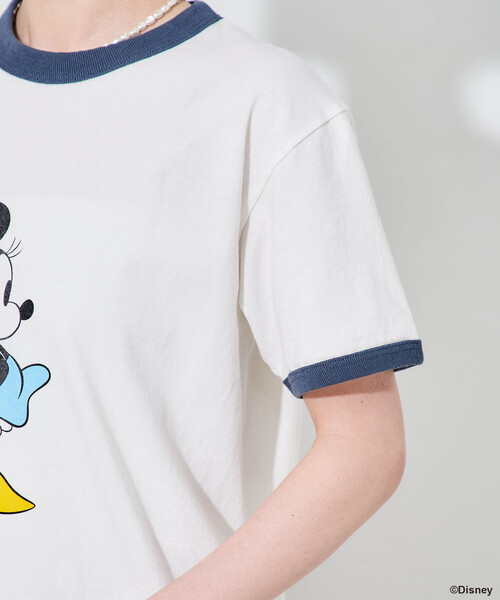 FREAK'S STORE（フリークスストア）の「【MICKEY MOUSE】 リンガーTシャツ/ミッキーマウス/ミニーマウス（Tシャツ/カットソー・レディース・ナチュラル/オフホワイト・ﾌﾘ-）」の15枚目の写真