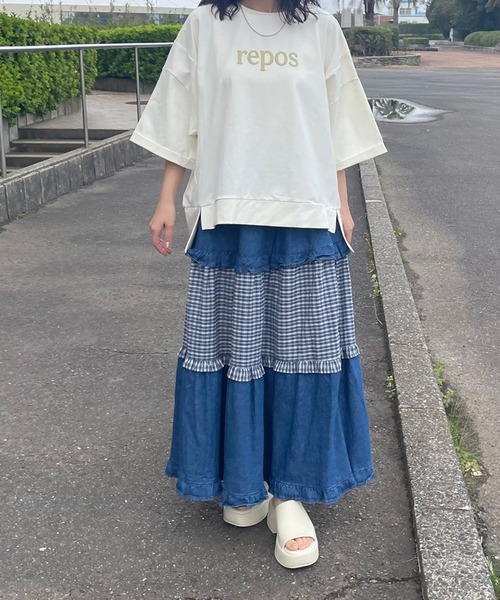 CRB(シーアールビー)の「デニムチェック切替ロングスカート(デニムスカート・レディース・インディゴブルー/ブルー・F)」の21枚目の写真