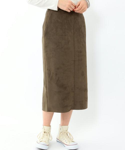 Another Edition(アナザーエディション)の「フェイクスウェードタイトスカート/AEBFC FAKE SUEDE TIGHT◆(スカート・レディース・ナチュラル/オリーブ・MEDIUM/SMALL)」の1枚目の写真