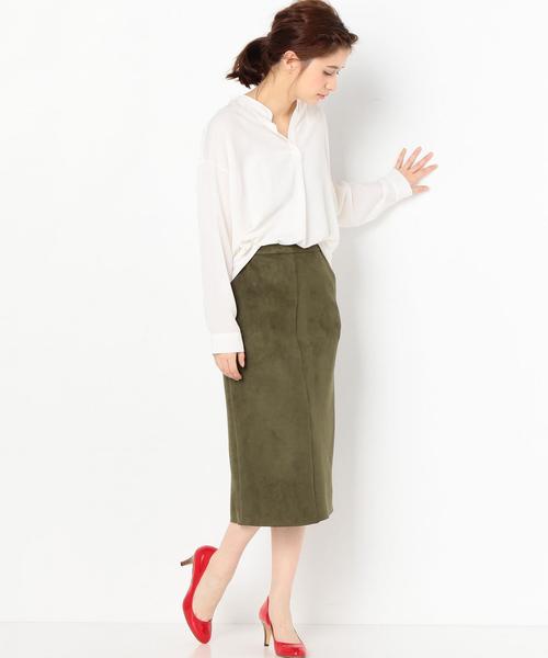 Another Edition(アナザーエディション)の「フェイクスウェードタイトスカート/AEBFC FAKE SUEDE TIGHT◆(スカート・レディース・ナチュラル/オリーブ・MEDIUM/SMALL)」の3枚目の写真