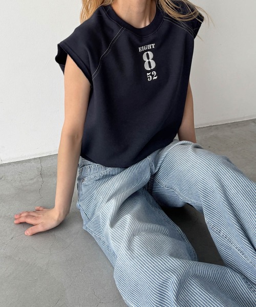 CANAL JEAN（キャナルジーン）の「Lakey Park　8 スウェットタンクトップ（タンクトップ・レディース・ネイビー/アッシュ・ONE SIZE）」の2枚目の写真