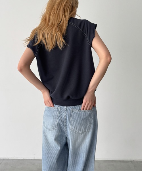 CANAL JEAN（キャナルジーン）の「Lakey Park　8 スウェットタンクトップ（タンクトップ・レディース・ネイビー/アッシュ・ONE SIZE）」の5枚目の写真