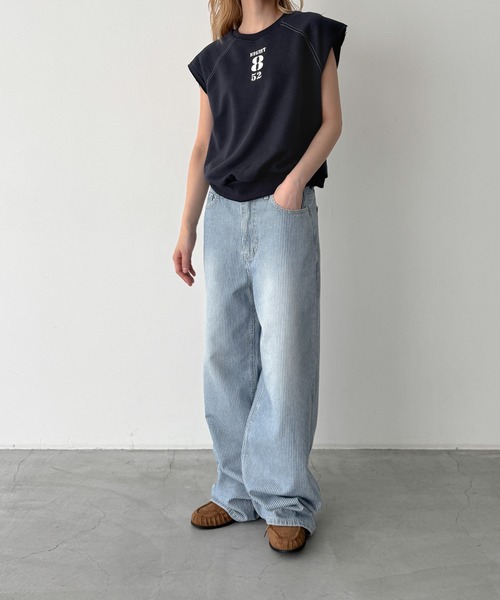 CANAL JEAN（キャナルジーン）の「Lakey Park　8 スウェットタンクトップ（タンクトップ・レディース・ネイビー/アッシュ・ONE SIZE）」の6枚目の写真