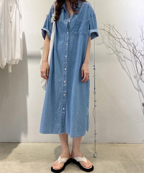 GLAMOROUS JANE(グラマラスジェーン)の「デニムロングシャツワンピース(ワンピース・レディース・ブルー・FREE)」の5枚目の写真