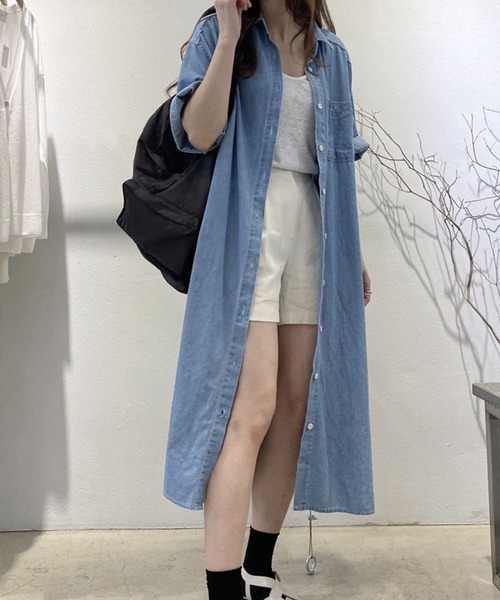 GLAMOROUS JANE(グラマラスジェーン)の「デニムロングシャツワンピース(ワンピース・レディース・ブルー・FREE)」の7枚目の写真