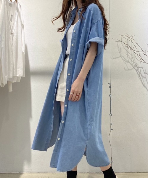 GLAMOROUS JANE(グラマラスジェーン)の「デニムロングシャツワンピース(ワンピース・レディース・ブルー・FREE)」の9枚目の写真