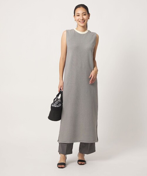 A DAY IN THE LIFE UNITED ARROWS（アデイインザライフユナイテッドアローズ）の「ワッフルボーダー ノースリーブワンピース ＜A DAY IN THE LIFE＞（ワンピース・レディース・グレー系/ケリーグリーン/オレンジ/ネイビー/ブラック/ダークブラウン・FREE）」の3枚目の写真