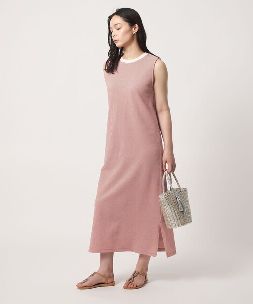 A DAY IN THE LIFE UNITED ARROWS（アデイインザライフユナイテッドアローズ）の「ワッフルボーダー ノースリーブワンピース ＜A DAY IN THE LIFE＞（ワンピース・レディース・グレー系/ケリーグリーン/オレンジ/ネイビー/ブラック/ダークブラウン・FREE）」の6枚目の写真