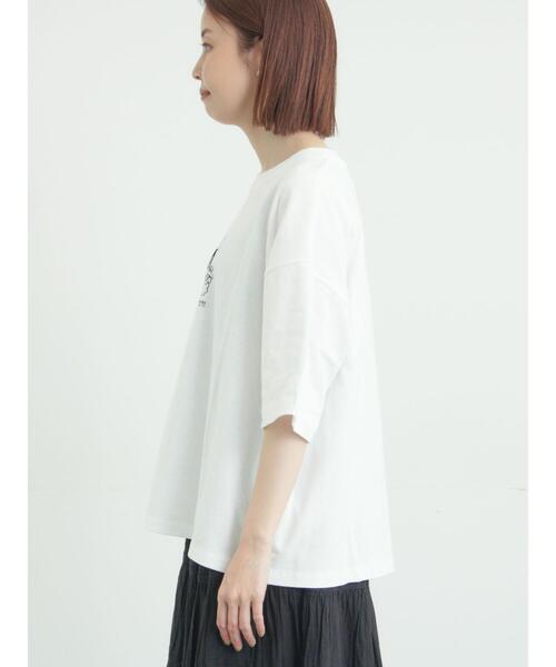 Samansa Mos2(サマンサ モスモス)の「ヴィンテージ風天竺おじさんフロッキープリントTシャツ(Tシャツ/カットソー・レディース・チャコールグレー/オフホワイト/グレー・F)」の18枚目の写真