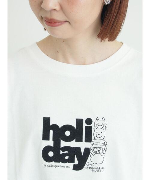 Samansa Mos2(サマンサ モスモス)の「ヴィンテージ風天竺おじさんフロッキープリントTシャツ(Tシャツ/カットソー・レディース・チャコールグレー/オフホワイト/グレー・F)」の16枚目の写真