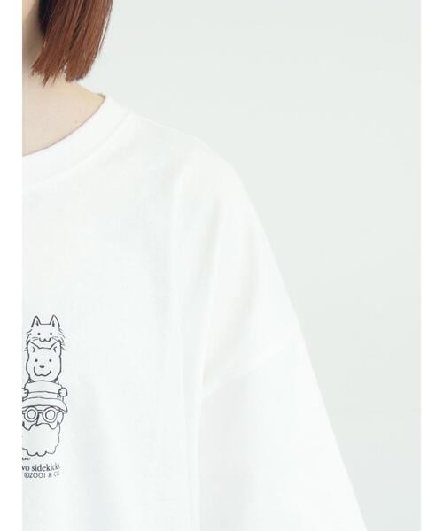 Samansa Mos2(サマンサ モスモス)の「ヴィンテージ風天竺おじさんフロッキープリントTシャツ(Tシャツ/カットソー・レディース・チャコールグレー/オフホワイト/グレー・F)」の15枚目の写真