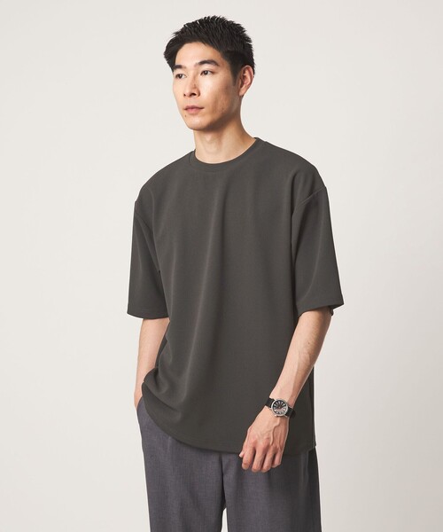 green label relaxing(グリーンレーベルリラクシング)の「アムンゼン ツイル クルーネック 半袖 Tシャツ カットソー -吸水速乾・UVカット・抗菌-(Tシャツ/カットソー・メンズ・ダークグレー/ライトグレー/ライトブルー・XL/S/M/L)」の6枚目の写真