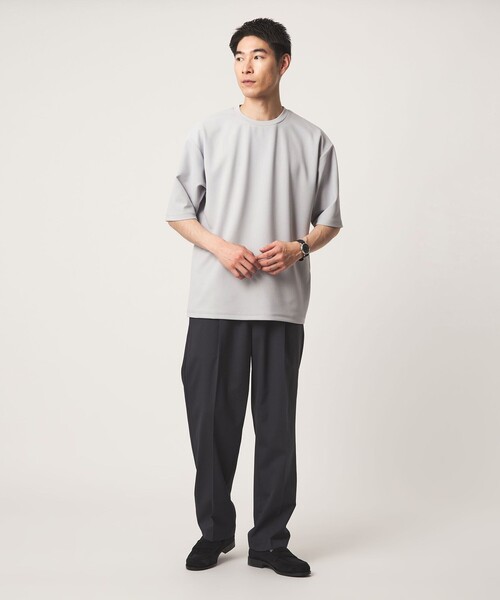 green label relaxing(グリーンレーベルリラクシング)の「アムンゼン ツイル クルーネック 半袖 Tシャツ カットソー -吸水速乾・UVカット・抗菌-(Tシャツ/カットソー・メンズ・ダークグレー/ライトグレー/ライトブルー・XL/S/M/L)」の8枚目の写真