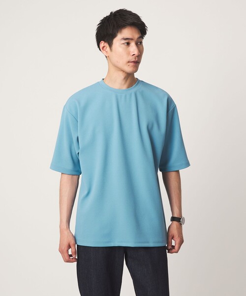 green label relaxing(グリーンレーベルリラクシング)の「アムンゼン ツイル クルーネック 半袖 Tシャツ カットソー -吸水速乾・UVカット・抗菌-(Tシャツ/カットソー・メンズ・ダークグレー/ライトグレー/ライトブルー・XL/S/M/L)」の9枚目の写真