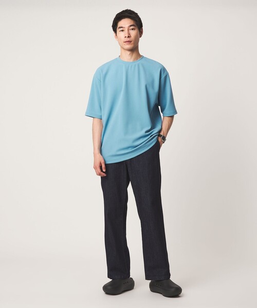 green label relaxing(グリーンレーベルリラクシング)の「アムンゼン ツイル クルーネック 半袖 Tシャツ カットソー -吸水速乾・UVカット・抗菌-(Tシャツ/カットソー・メンズ・ダークグレー/ライトグレー/ライトブルー・XL/S/M/L)」の10枚目の写真