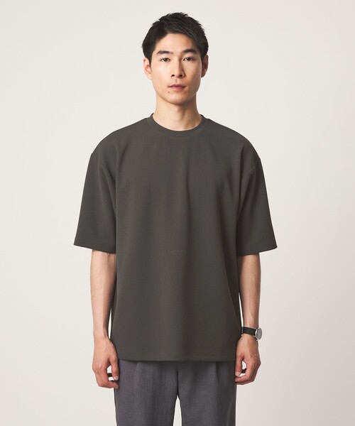 green label relaxing(グリーンレーベルリラクシング)の「アムンゼン ツイル クルーネック 半袖 Tシャツ カットソー -吸水速乾・UVカット・抗菌-(Tシャツ/カットソー・メンズ・ダークグレー/ライトグレー/ライトブルー・XL/S/M/L)」の11枚目の写真