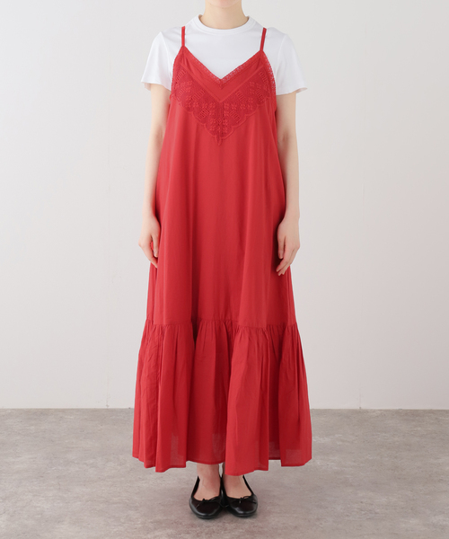 normment(ノーメント)の「normment/ノーメント MANNY LACE CAMI DRESS S26S-2245(ワンピース・レディース・ホワイト/レッド・FREE)」の2枚目の写真