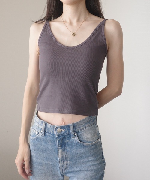 Mela(メラ)の「美ライン リブニット カップ付きタンクトップ(タンクトップ・レディース・ホワイト/ネイビー/グレー/ブラック・FREE)」の15枚目の写真
