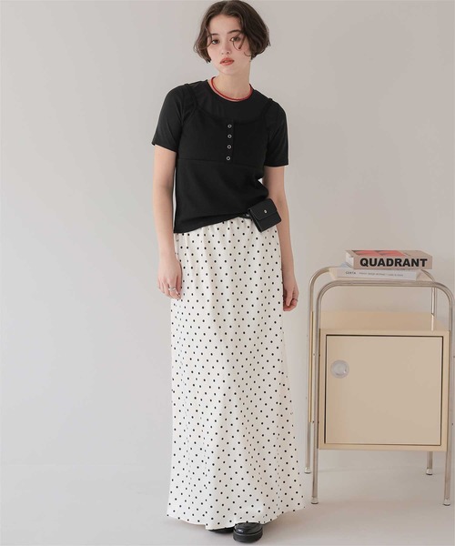 titivate(ティティベイト)の「キャミソールトップスドッキングTシャツ(Tシャツ/カットソー・レディース・ブラック/グレー/ベージュ・L/M)」の5枚目の写真