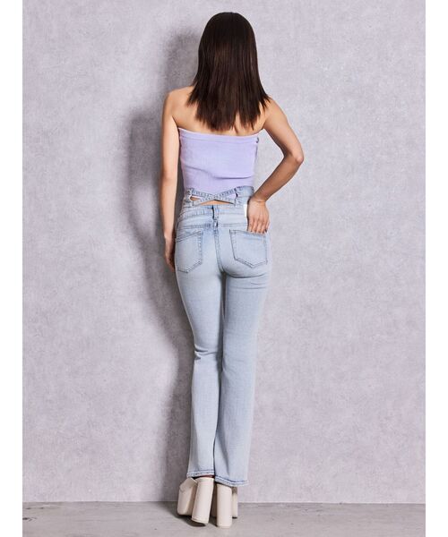 GYDA（ジェイダ）の「ハイウエストBACKクロスフレアパンツ（デニムパンツ・レディース・ブラック/ライトブルー/インディゴブルー・MEDIUM/SMALL/X-SMALL）」の10枚目の写真