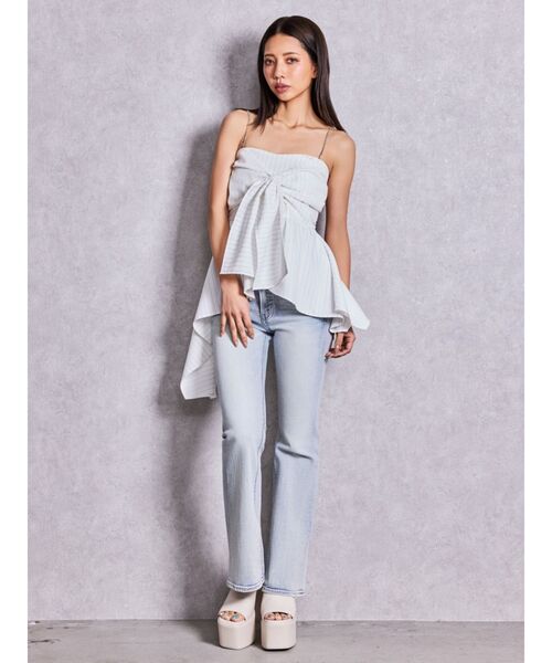 GYDA（ジェイダ）の「ハイウエストBACKクロスフレアパンツ（デニムパンツ・レディース・ブラック/ライトブルー/インディゴブルー・MEDIUM/SMALL/X-SMALL）」の11枚目の写真