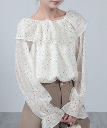 オフショルダー」に該当するトップス（ドット柄）ファッション通販
