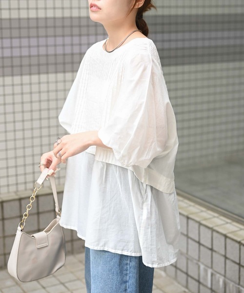 【indian Cotton Collection】タック切替プルオーバー