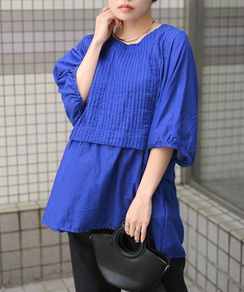 【indian Cotton Collection】タック切替プルオーバー