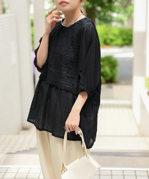 【indian Cotton Collection】タック切替プルオーバー