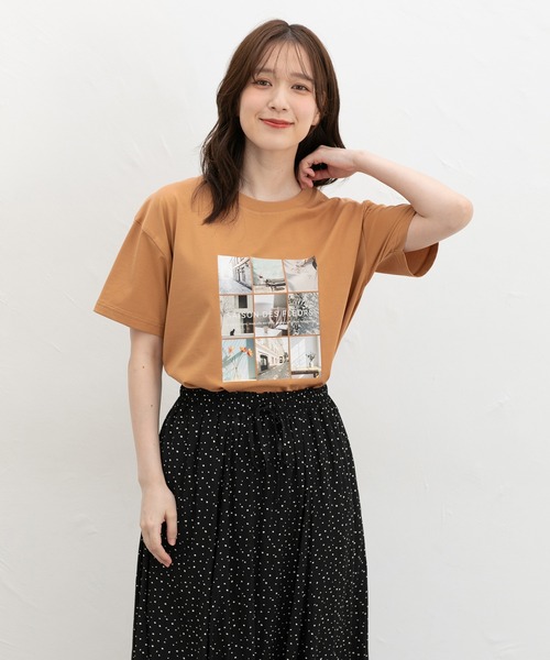 Honeys(ハニーズ)の「【ハニさら・接触冷感・UVカット・遮熱】フォトプリントTシャツ(Tシャツ/カットソー・レディース・オフホワイト/モカ/レッド/スミクロ/オレンジ・L/LL/M/S)」の18枚目の写真